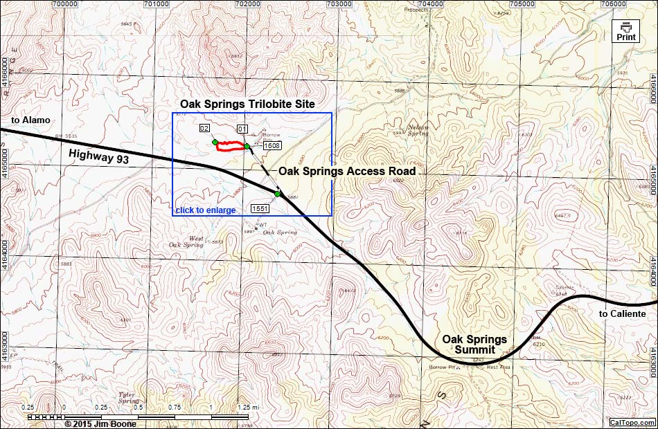 Oak Springs Trilobite Site Map