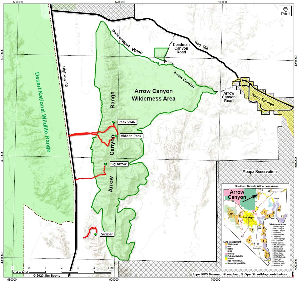 Arrow Canyon Wilderness Area Map
