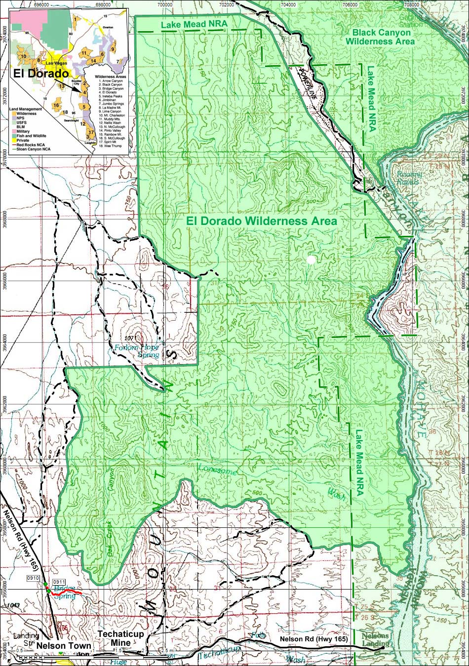 El Dorado Canyon Wilderness Area Map