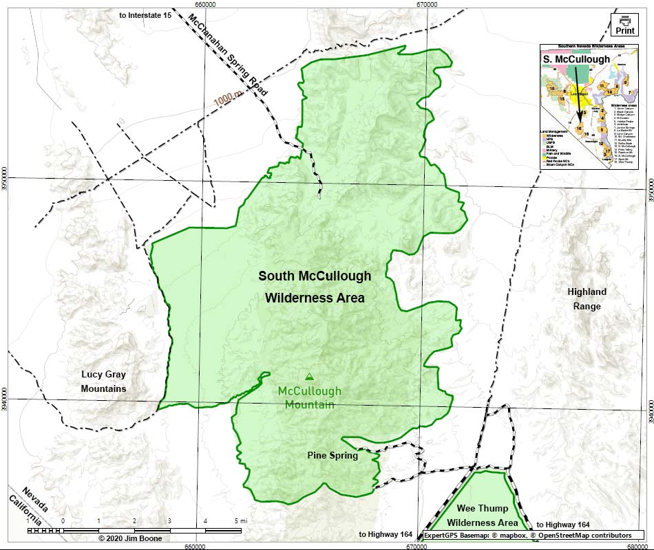 South McCullough Wilderness Area Map