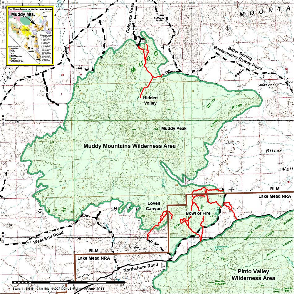 Muddy Mountains Wilderness Area Map