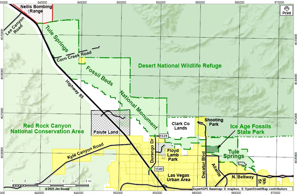 Tule Springs Fossil Beds National Monument Map