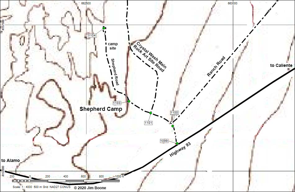 Crystal Wash Main Rock Art Site Map