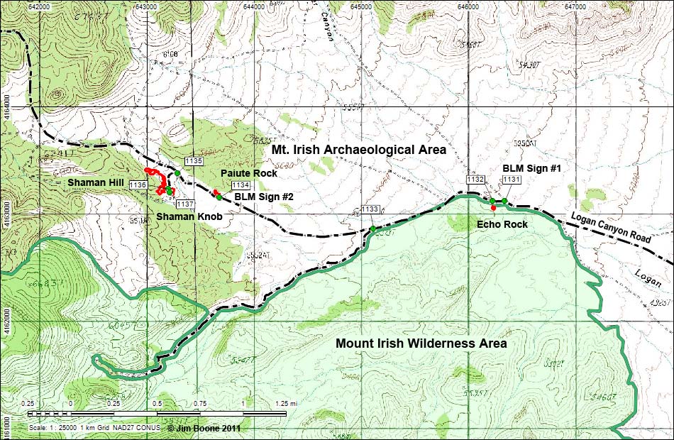 Mt. Irish Archeological District Site Map