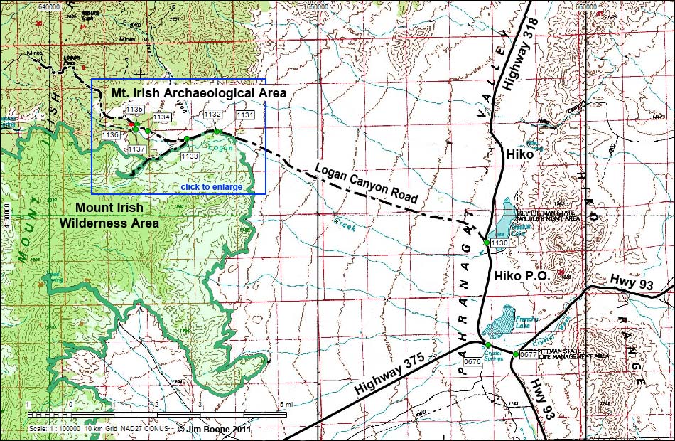 Mt. Irish Archeological Area Overview Map