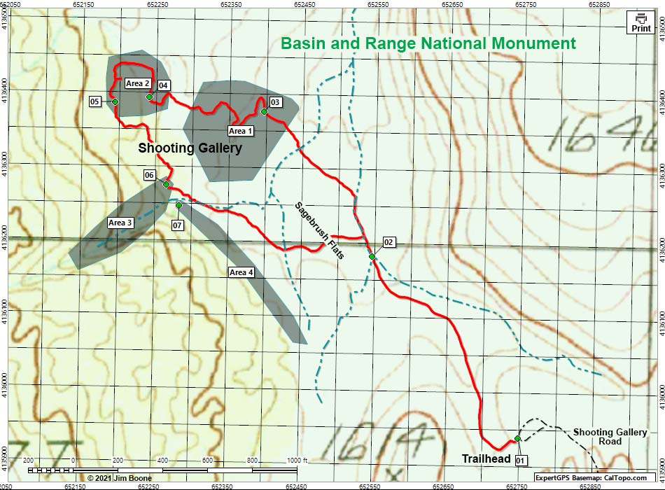 Shooting Gallery Rock Art Site Area Map