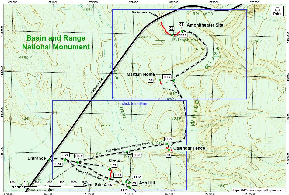 White River Narrows Rock Art Site Overview Map