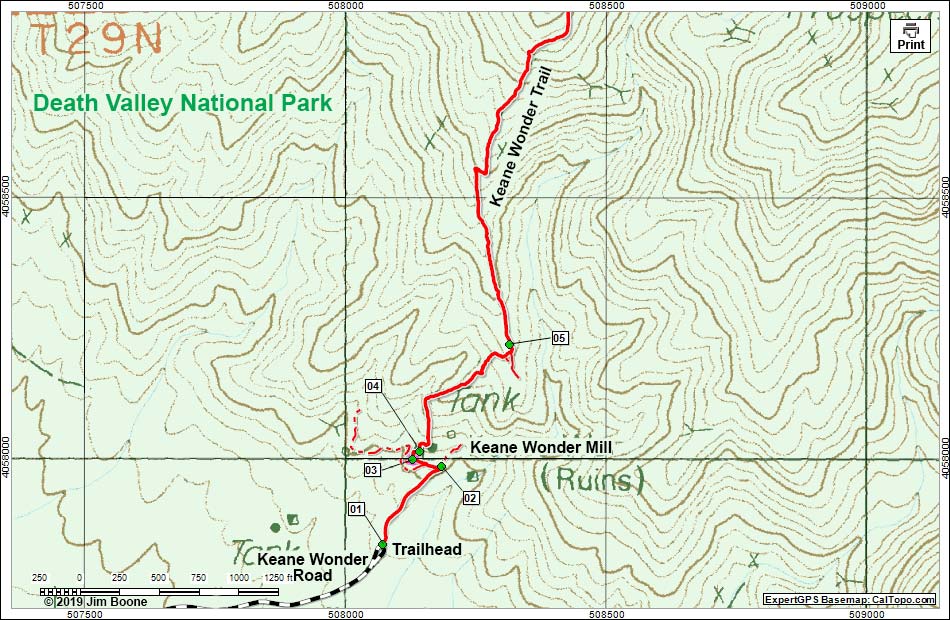 Keane Wonder Mine and Tranway Route Map, Southwest Section