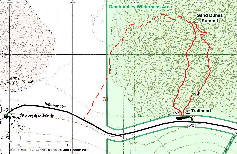 Stovepipe Sand Dunes Map