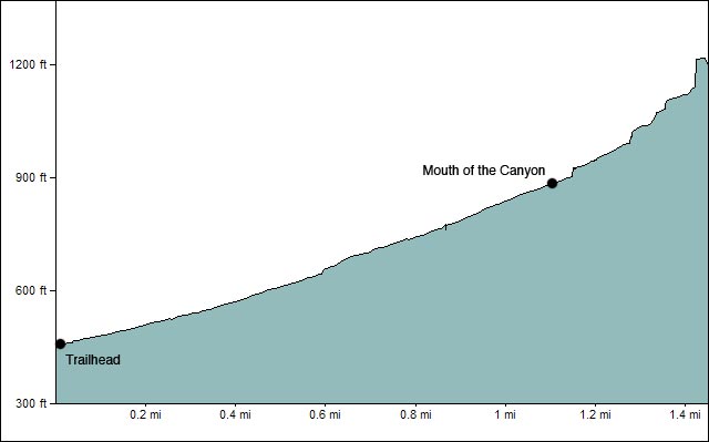 Stretched Pebble Canyon Route Elevation Profile