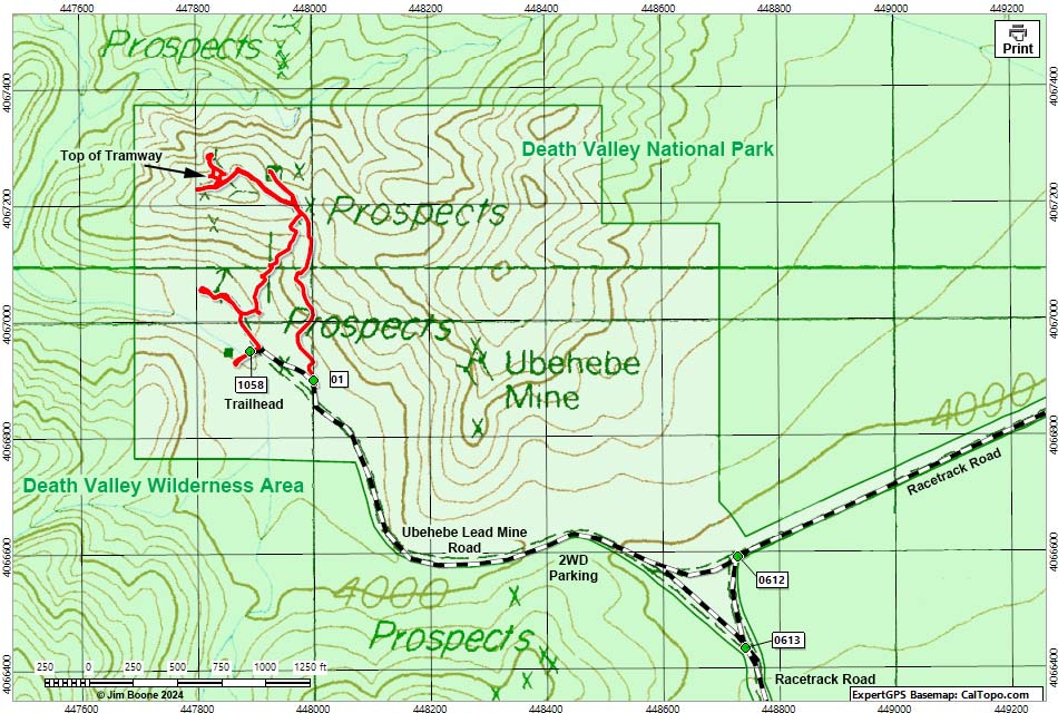 Ubehebe Lead Mine Map