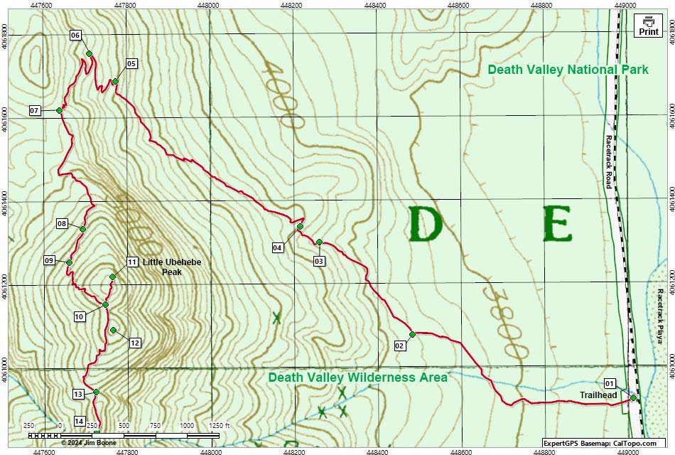 Little Ubehebe Peak Map