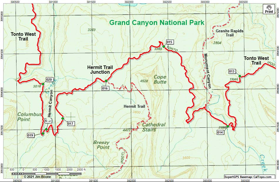 Tonto West Trail Map