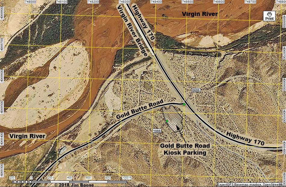 Gold Butte Road (paved section) Map