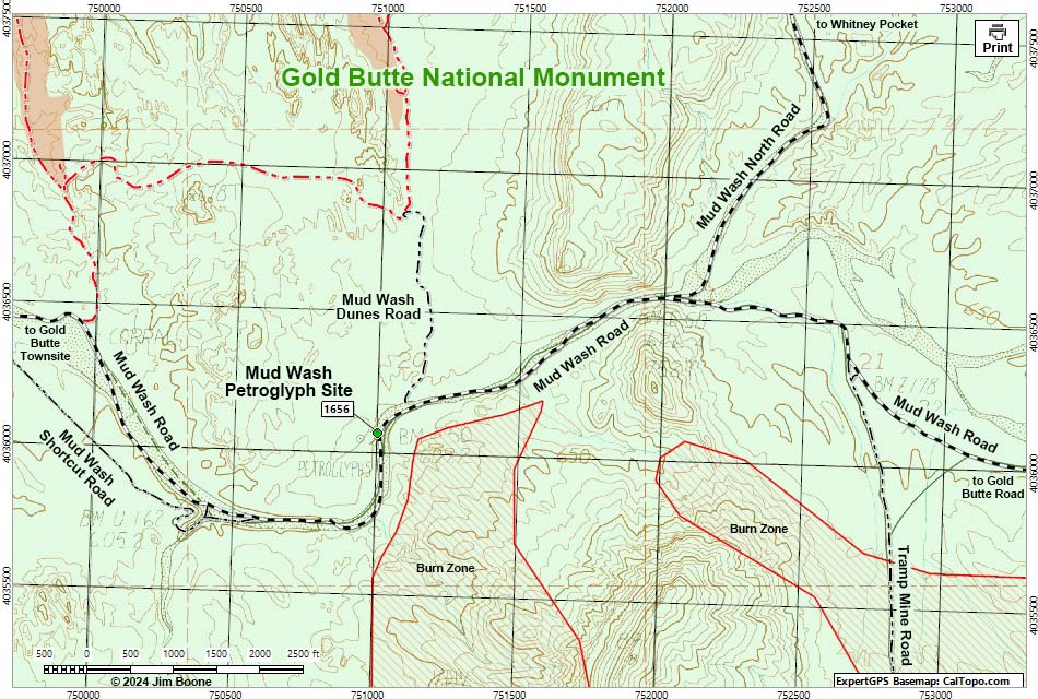 Mud Wash Petroglyph Panel Map