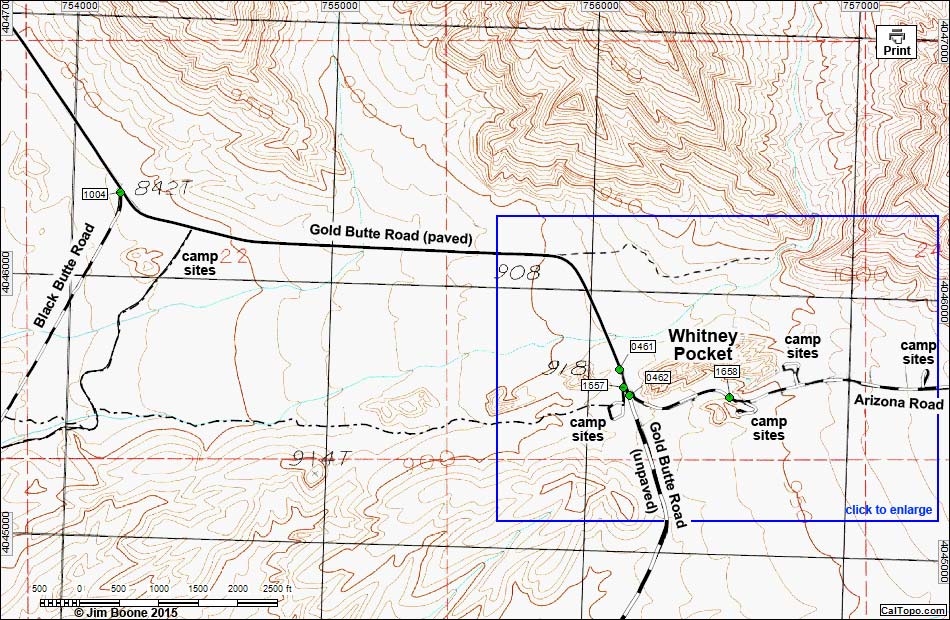 Whitney Pocket Area Map