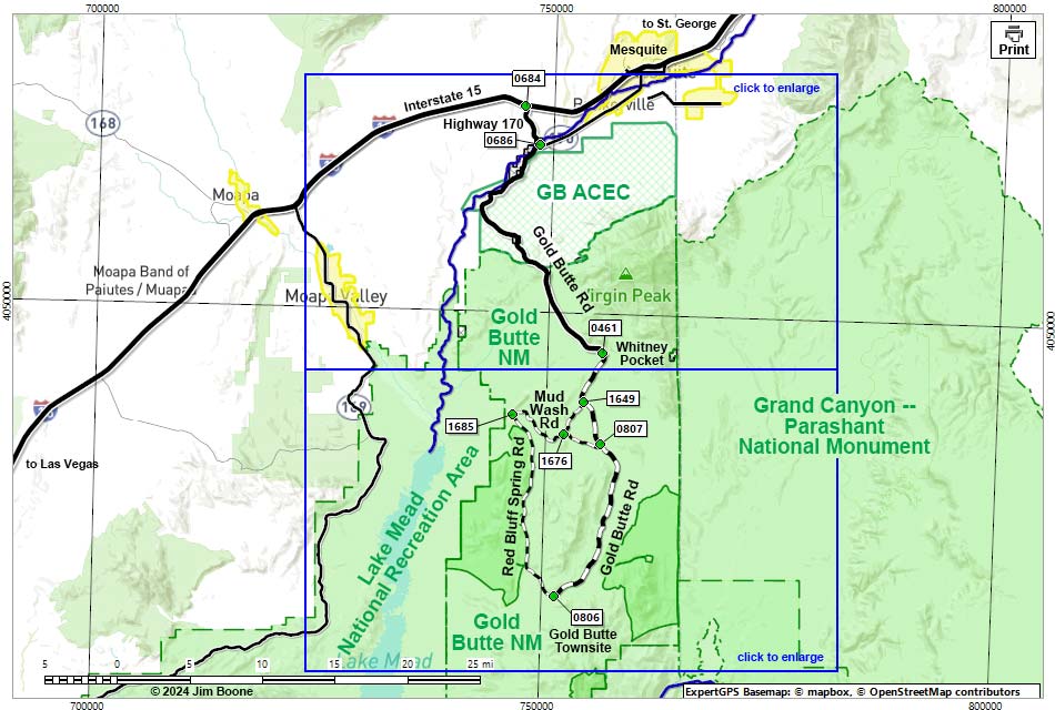 Gold Butte Backcountry Byway Overview Map