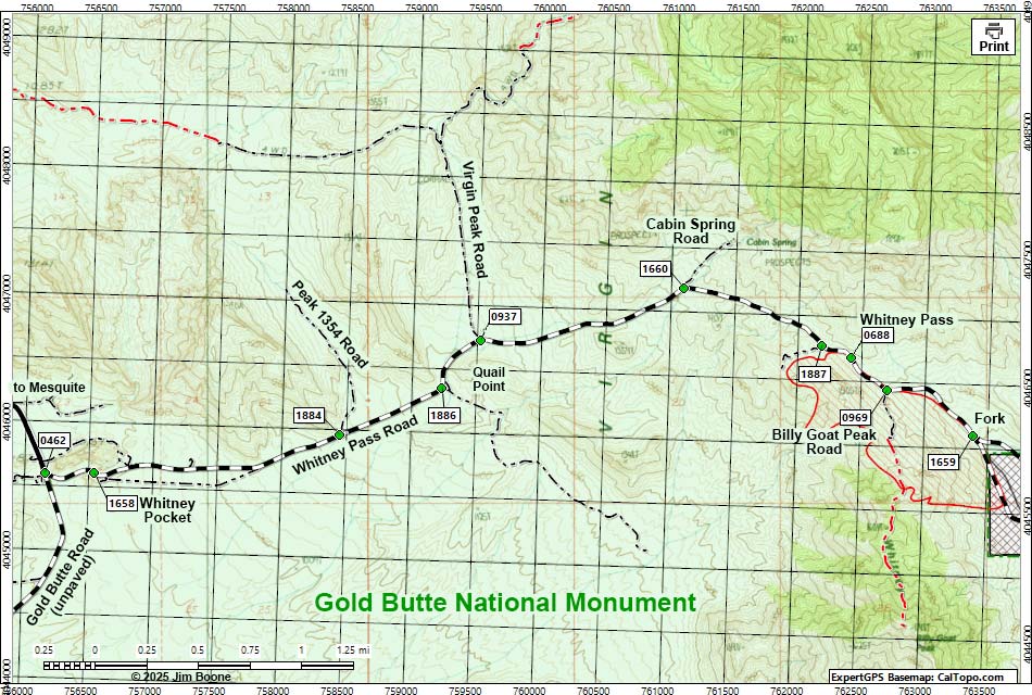 Whitney Pass Road Map