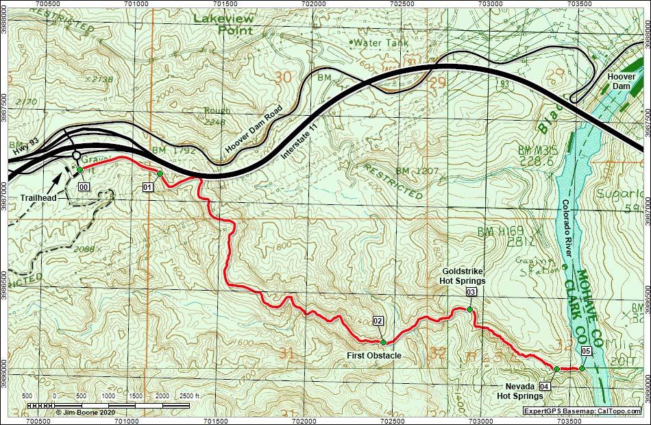 Goldstrike Hot Springs Route Map