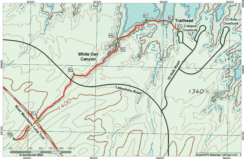 White Owl Canyon Route Map