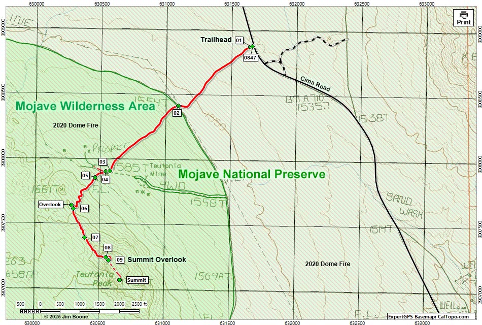 Teutonia Peak Trail Map