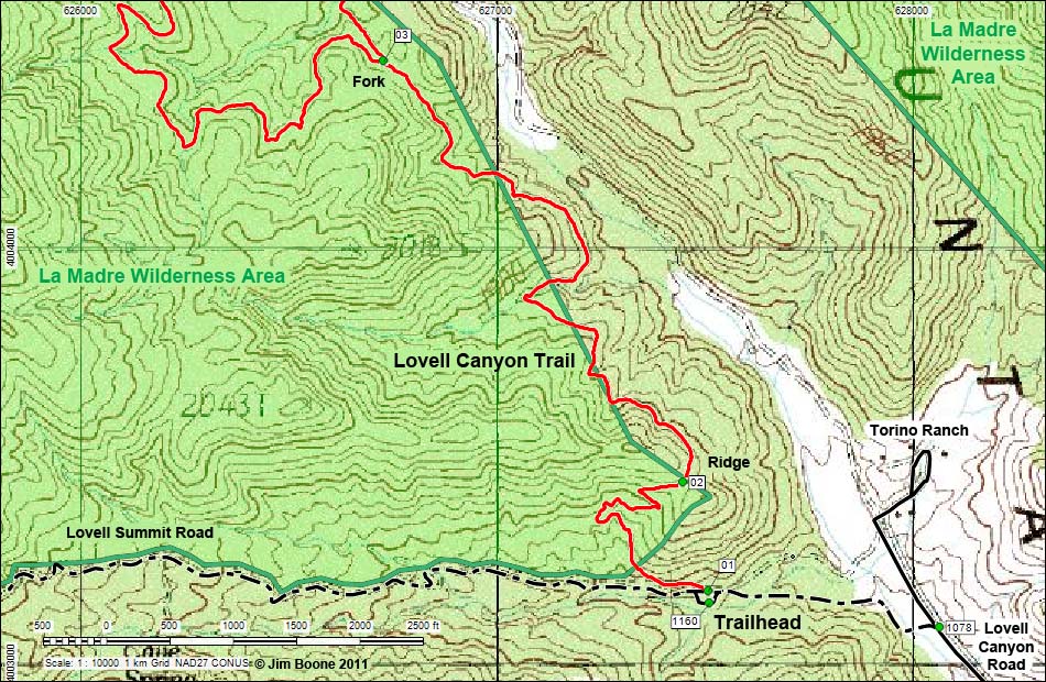 Lovell Canyon Trail Overview Hiking Map