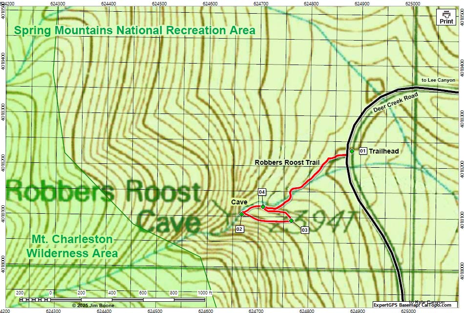 Robber's Roost Trail Hiking Map