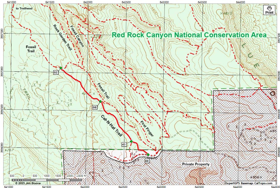 Cat-N-Hat Trail Hiking Map