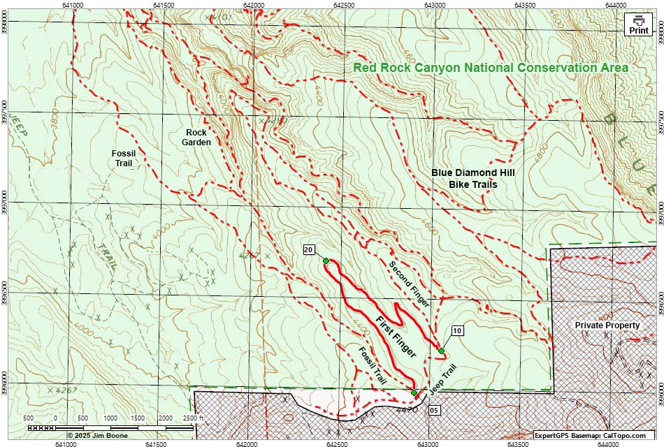 First Finger Trail Hiking Map