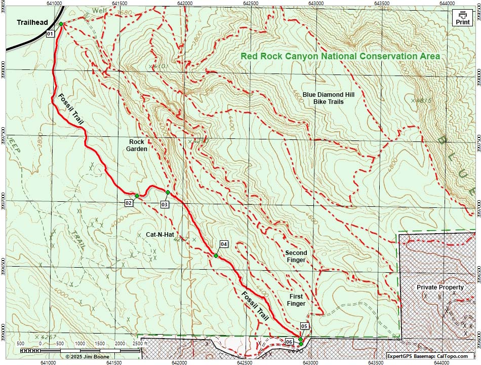 Fossil Trail Hiking Map