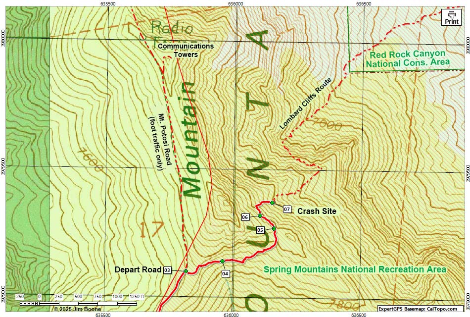 Carole Lombard Crash Site Route Map - From Above