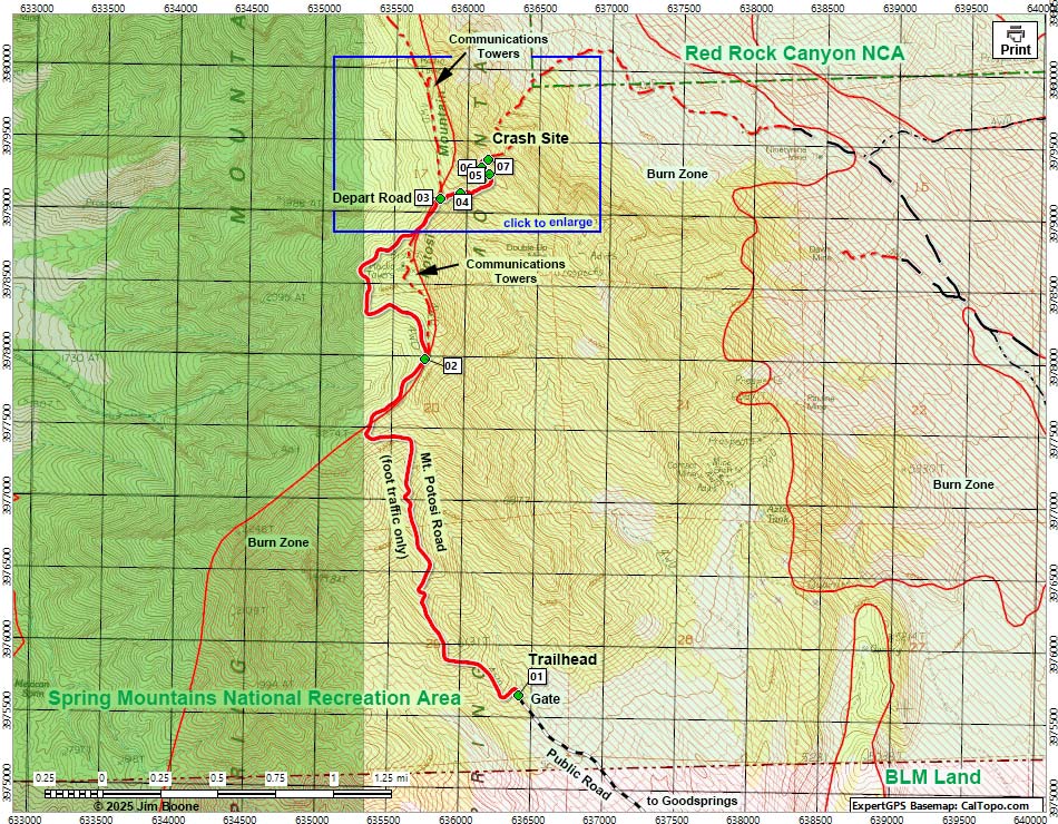 Carole Lombard Crash Site Map