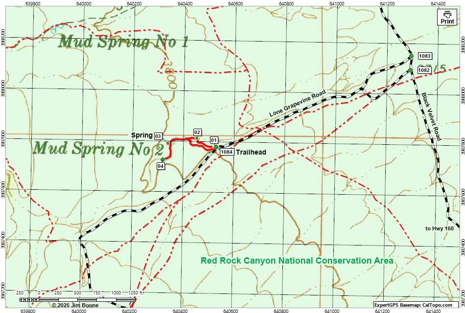 Mud Spring No. 2 Route Map