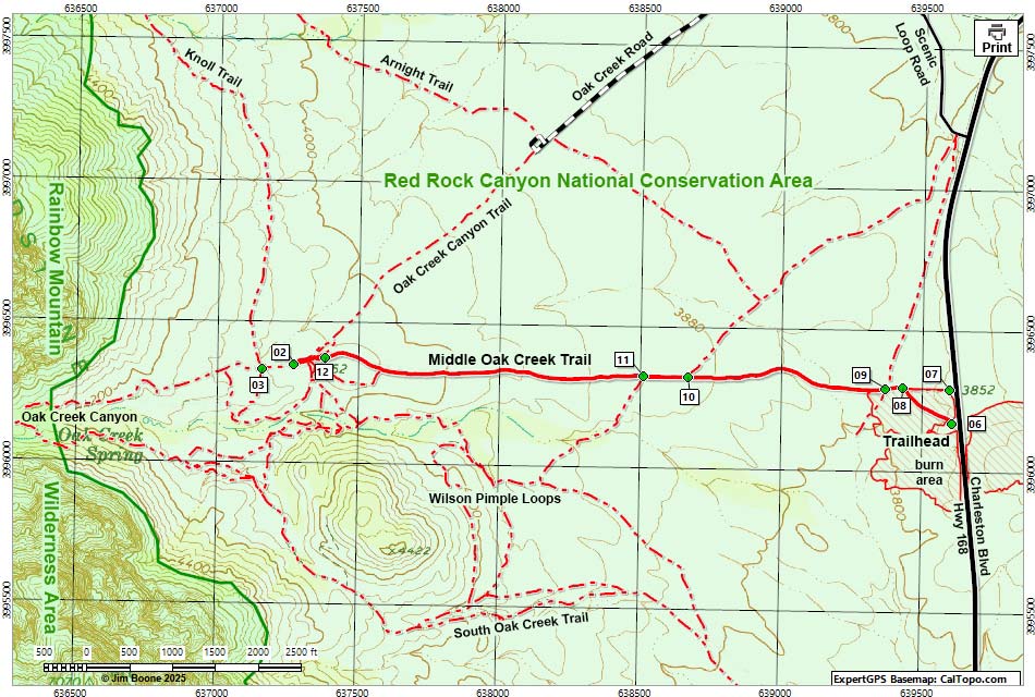 Middle Oak Creek Trail Map