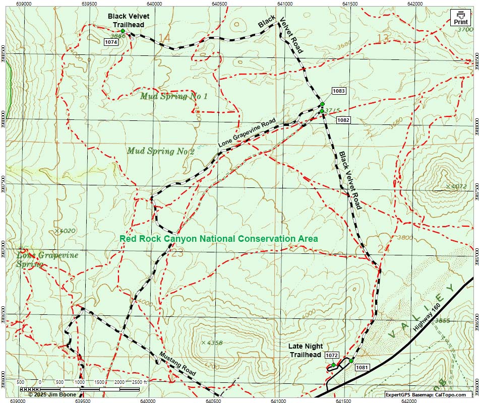 Lovell Canyon Road Map