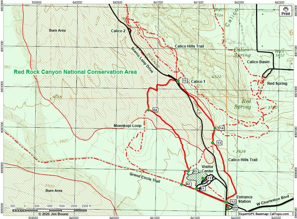 Entrance Station - Calico 1 - Visitor Center Loop Map