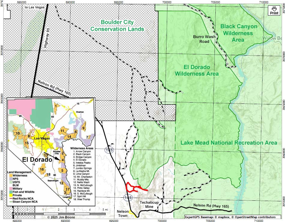 El Dorado Canyon Wilderness Area Map